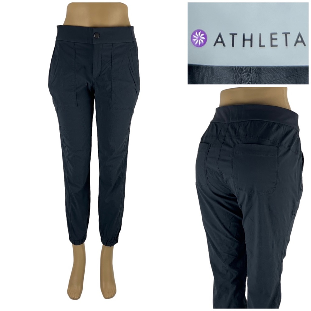 Athleta Womens 4 Pants Gray Trekkie Hiking Pockets Nylon 596344 Stretch EUC